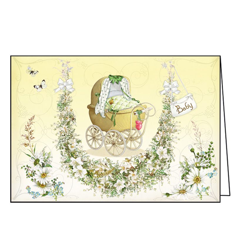 Ευχετήρια κάρτα γέννησης με φάκελο και γκλίτερ Gollong - Καρότσι