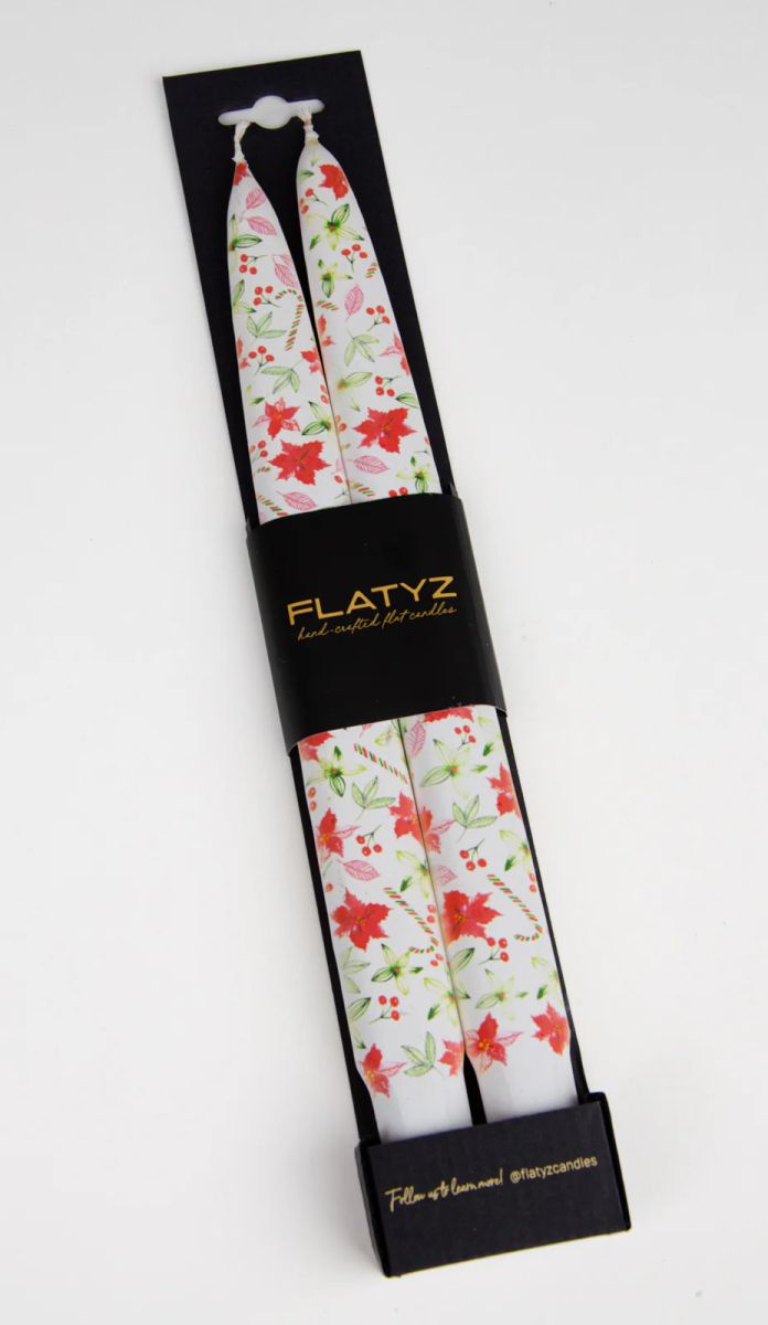 Σετ Κεριά Πλακέ Flatyz - Christmas Poinsettias (2 Τμχ ) Είδη Δώρου