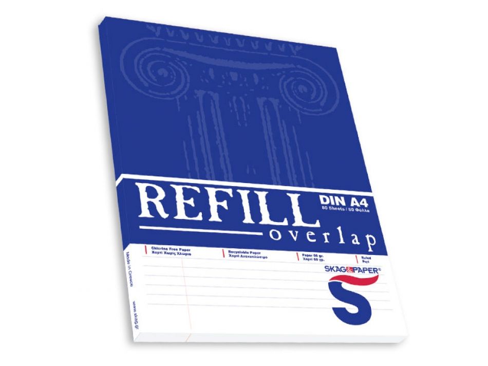 Μπλοκ σημειώσεων ριγέ Skag Refill overlap 80 φύλλα Α4 - Μπλε
