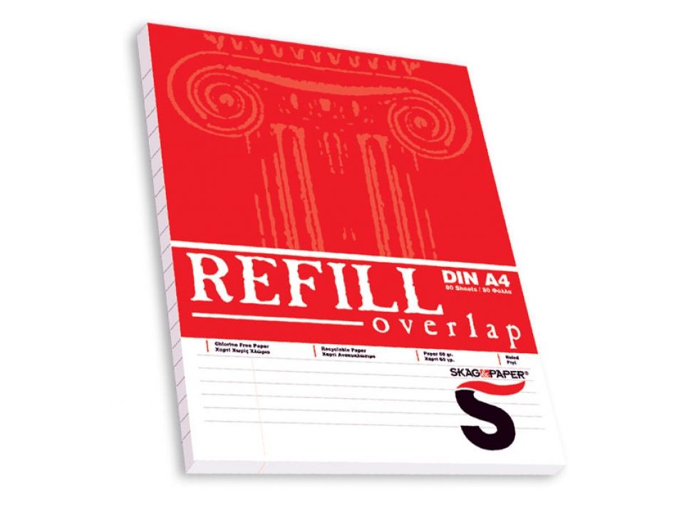 Μπλοκ σημειώσεων ριγέ Skag Refill overlap 80 φύλλα Α4 - Κόκκινο