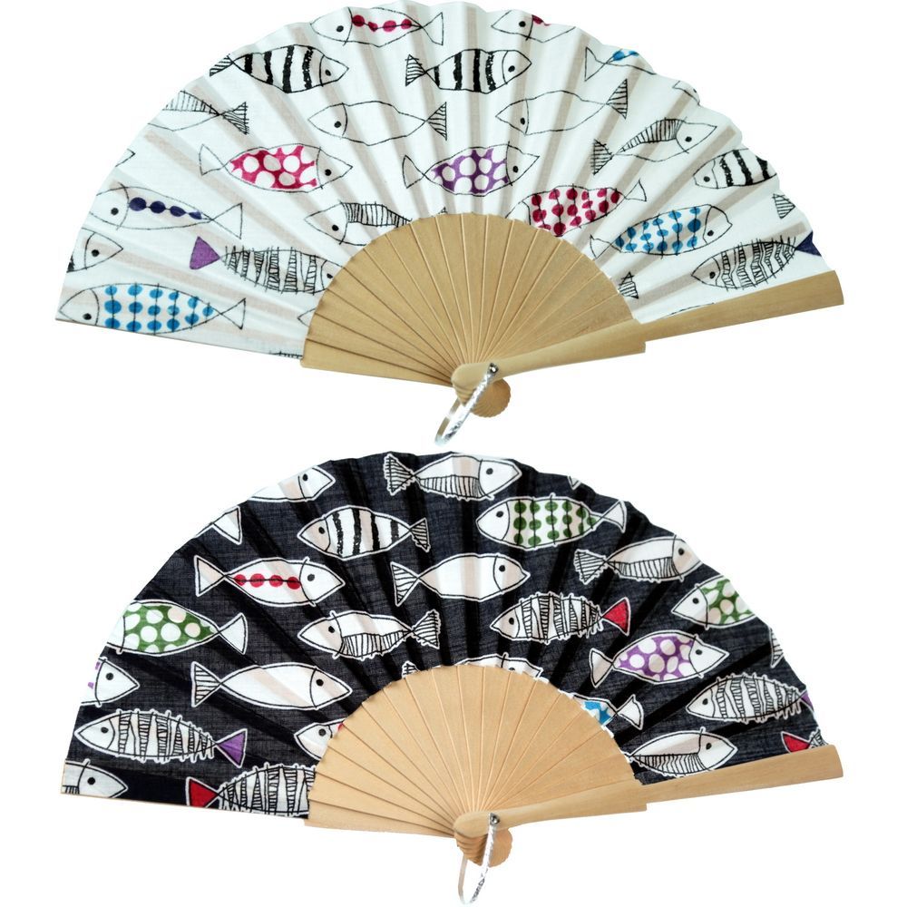 Βεντάλια Ξύλινη 19cm. Synchronia - Ψάρια (2 χρώματα)