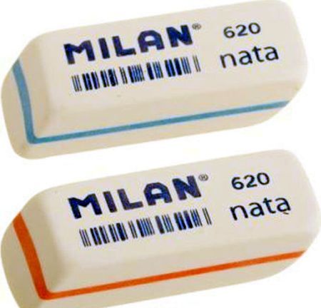 Γόμα λευκή πλαστική Milan Nata 620 (με ρίγα σε 2 χρώματα)
